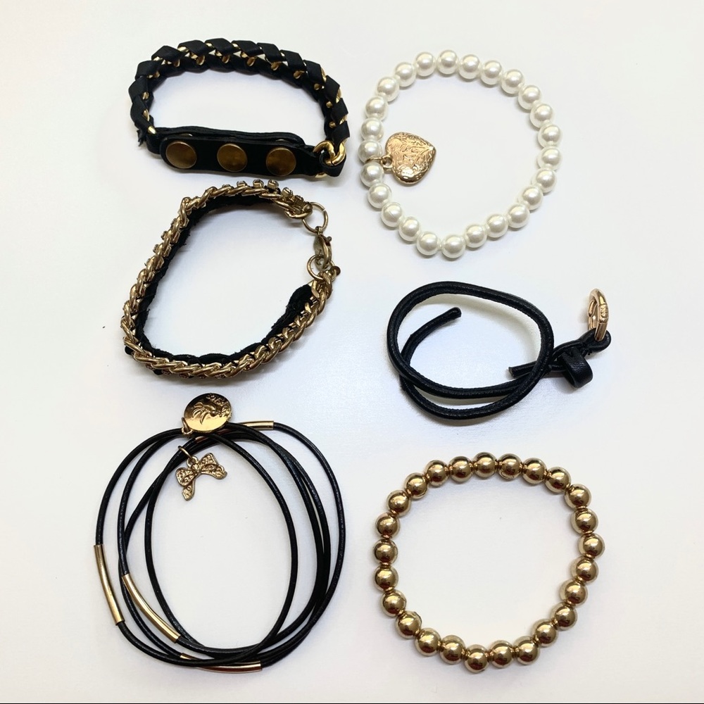 ALDO Faux Leather Pearl Set of 9 Bracelet Set